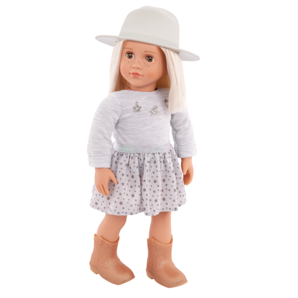 Our Generation Abigale 18'' Fashion Doll Brim Hat & Country Outfit with Sweater Charms