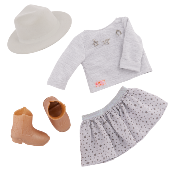 Our Generation Abigale 18'' Fashion Doll Brim Hat & Country Outfit with Sweater Charms