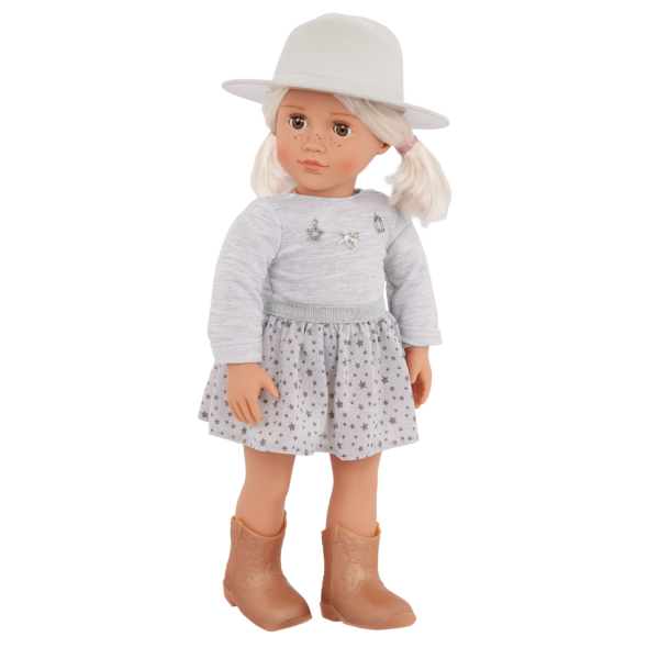Our Generation Abigale 18'' Fashion Doll Brim Hat & Country Outfit with Sweater Charms