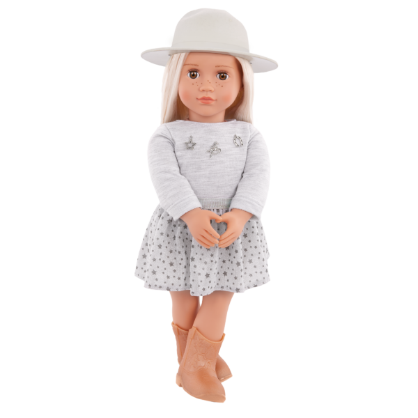 Our Generation Abigale 18'' Fashion Doll Brim Hat & Country Outfit with Sweater Charms