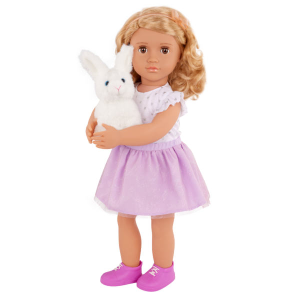 Our Generation Tabby Posable 18'' Doll with Pet Bunny Plush & Storybook Set