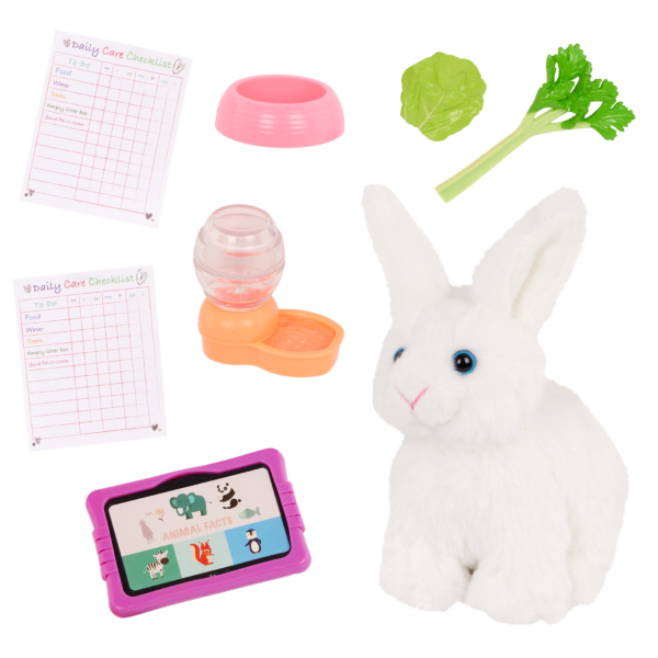 Our Generation Tabby Posable 18'' Doll with Pet Bunny Plush & Storybook Set