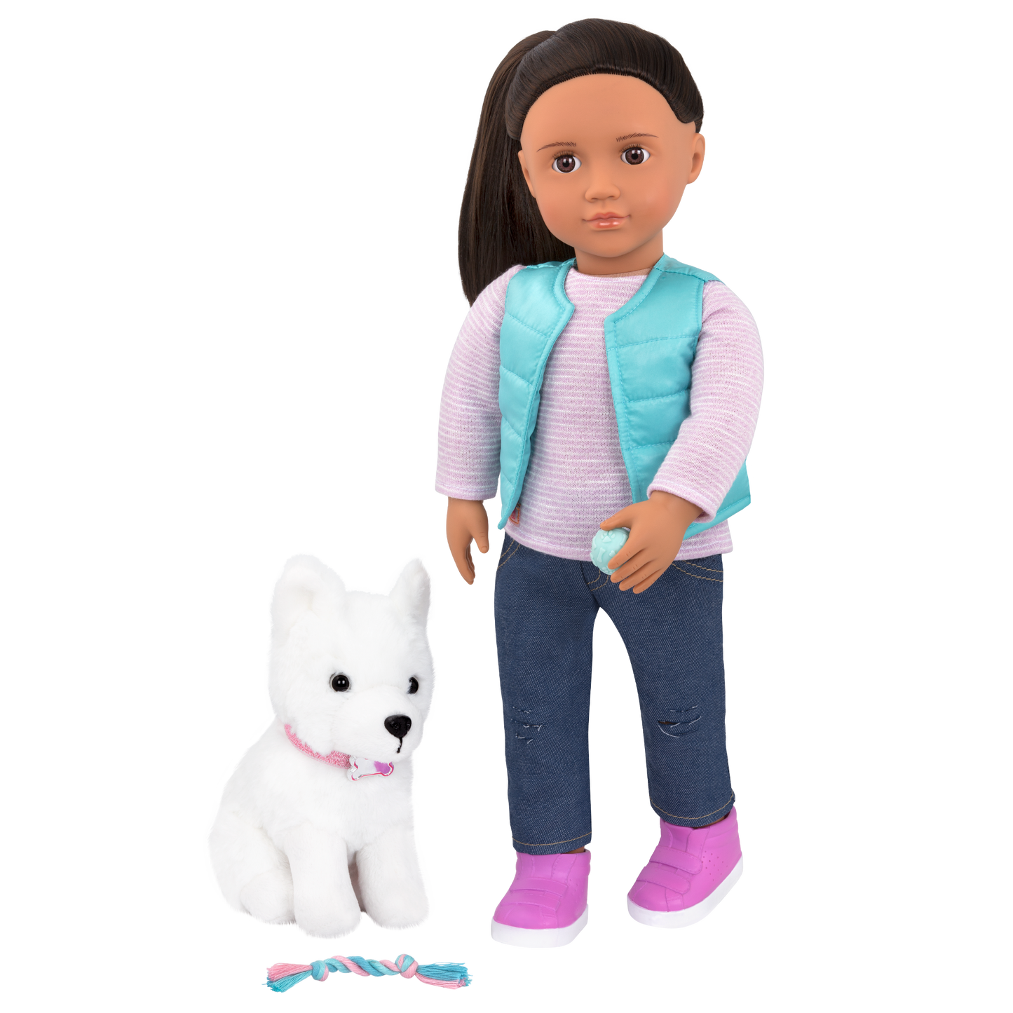 Our Generation Cassie and Pet Samoyed 18" Doll & Pet Plush Dog Set