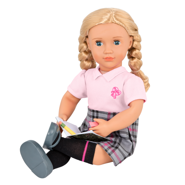 Our Generation Hally 18" Posable School Doll with Storybook & Accessories