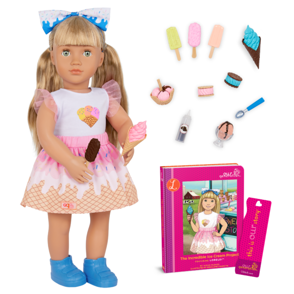 Our Generation Lorelei 18" Posable Ice Cream Doll with Storybook
