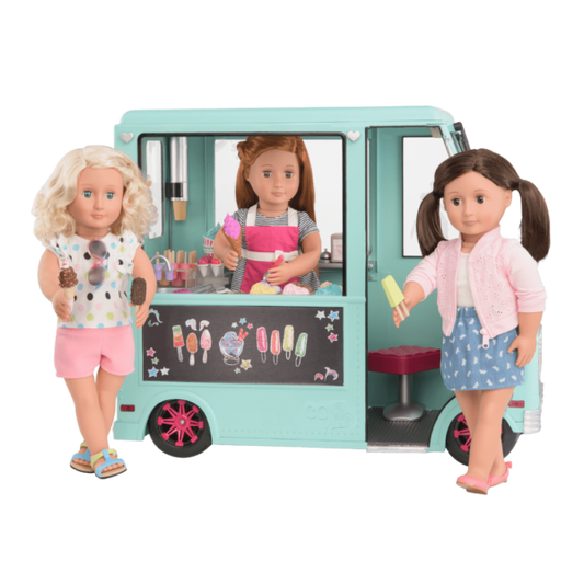 Our Generation Playset - Sweet Stop Ice Cream Truck for 18" Dolls - Light Blue