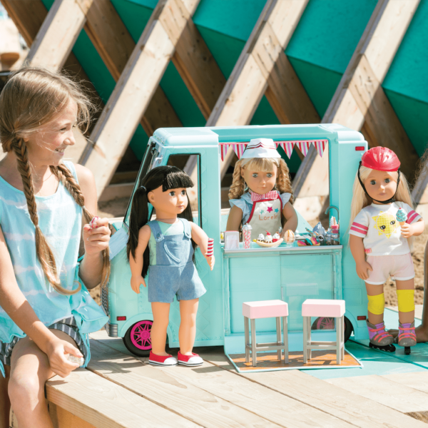 Our Generation Playset - Sweet Stop Ice Cream Truck for 18" Dolls - Light Blue