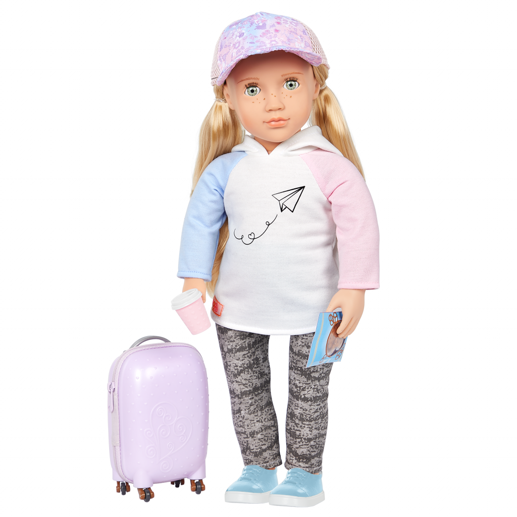 Our Generation Ari 18" Travel Doll with Rolling Luggage & Accessories