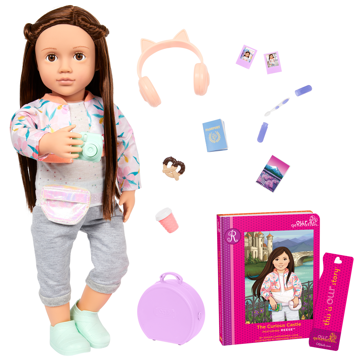 Our Generation Reese 18" Posable Travel Doll & Storybook