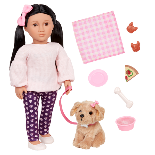 Our Generation Jin & Charm 18" Doll & Pet Set