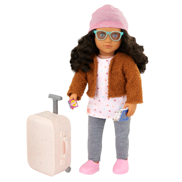 Our Generation Lisandra & Rolling Luggage 18" Travel Doll