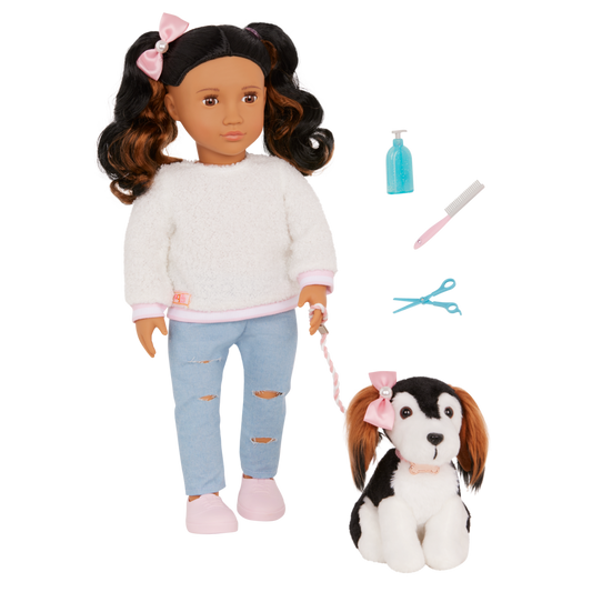Our Generation Nastassia & Angel 18" Doll & Pet Puppy Set