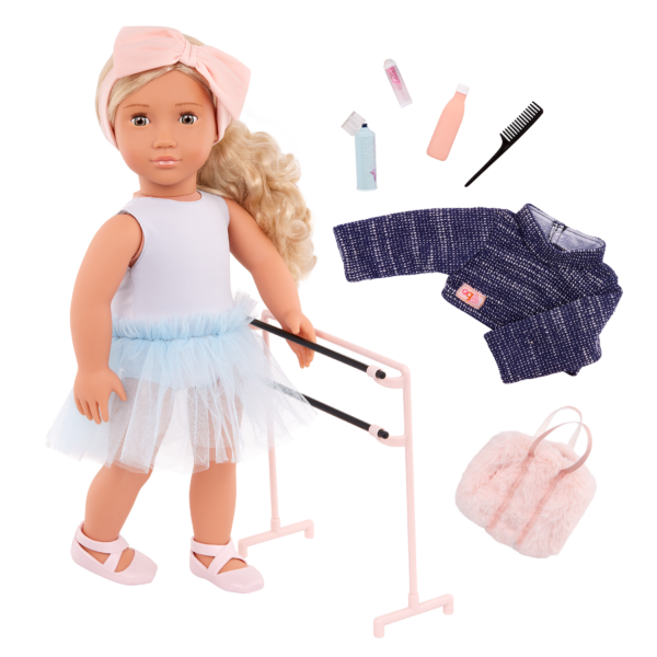 Our Generation Prima 18'' Ballerina Doll Ballet Barre & Accessories