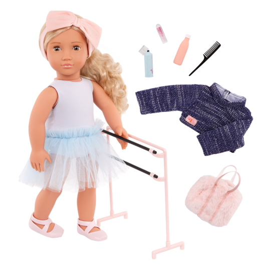 Our Generation Prima 18'' Ballerina Doll Ballet Barre & Accessories