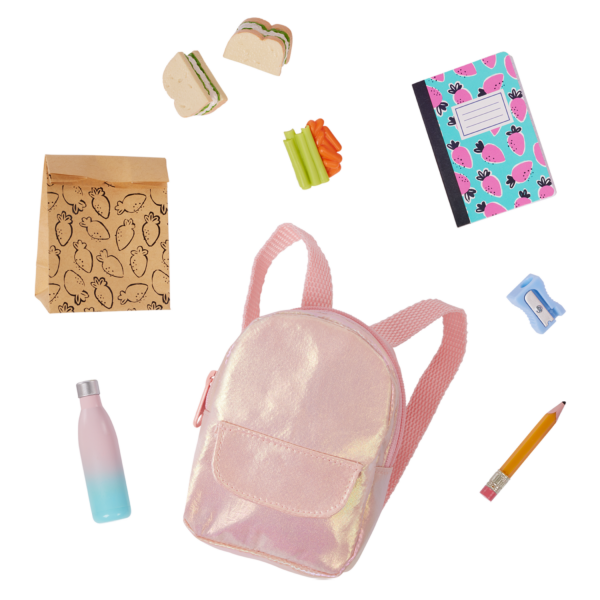 Our Generation Evie 18" School Doll in Rainbow Skirt with Backpack & Accessories Set
