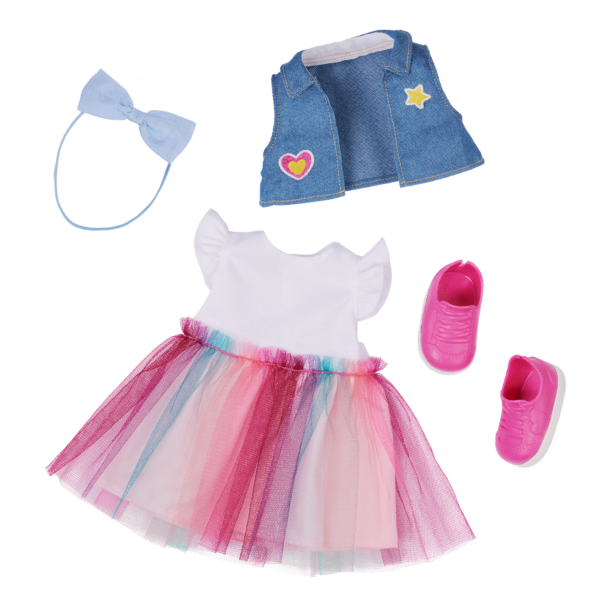 Our Generation Evie 18" School Doll in Rainbow Skirt with Backpack & Accessories Set