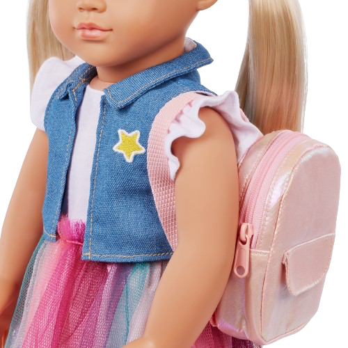 Our Generation Evie 18" School Doll in Rainbow Skirt with Backpack & Accessories Set