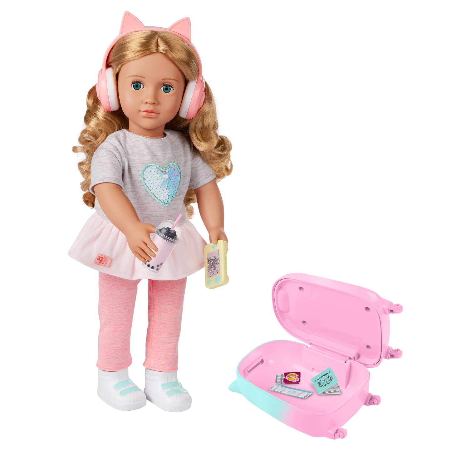 Our Generation 18" Doll with Luggage and Travel Accessories Set