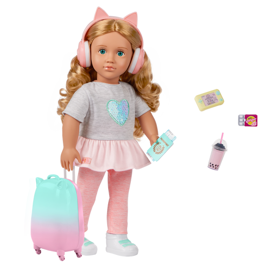 Our Generation 18" Doll with Luggage and Travel Accessories Set