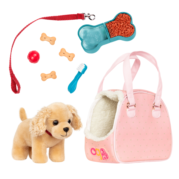 Our Generation Hop In Dog Carrier & Pet Plush Puppy for 18" Dolls
