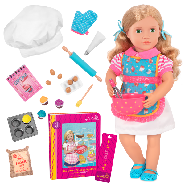Our Generation Jenny 18" Posable Baking Doll with Storybook & Accessories