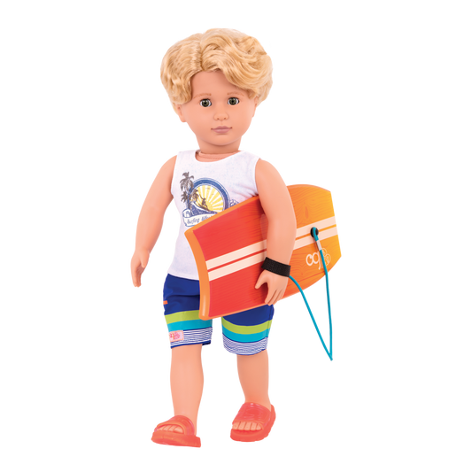 Our Generation Gabe 18" Beach Boy Doll with Surfboard