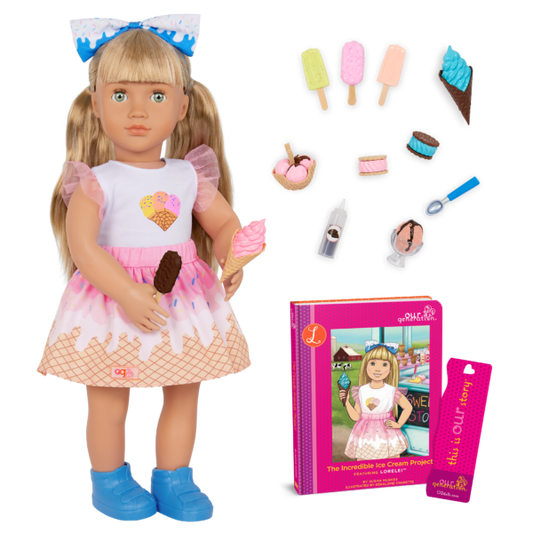 Our Generation Lorelei 18" Posable Ice Cream Doll with Storybook